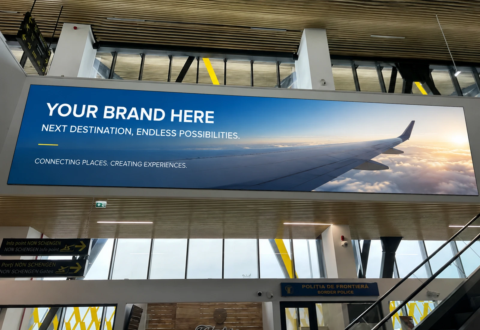 Large-format balustrade advertising position in the terminal